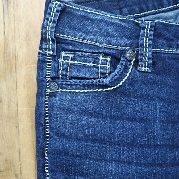 SILVER JEANS CO BERKLEY DARK WASH STRETCH BLUE DENIM JEANS SIZE W27/L32 - Picture 9 of 13